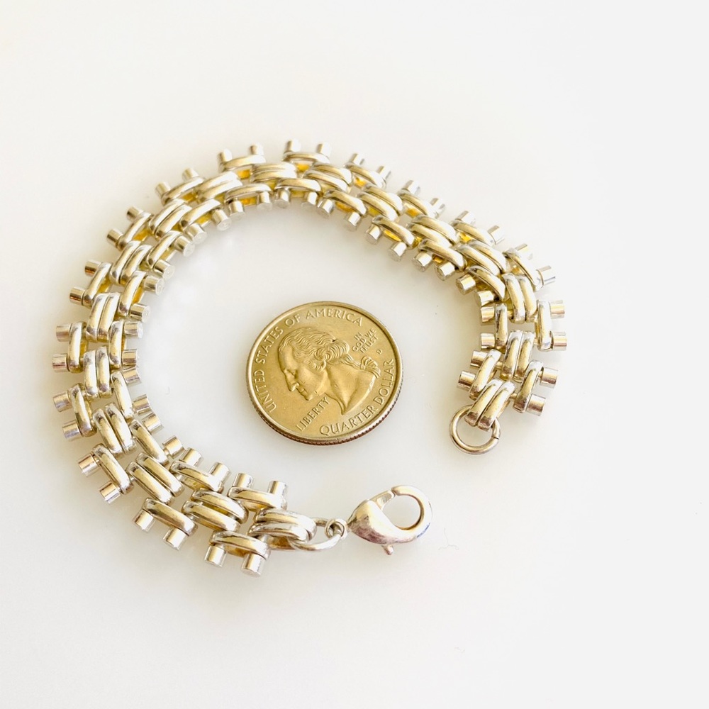 925 Sterling Silver Bracelet Unisex 7.5” 28.28g - Picture 3 of 6